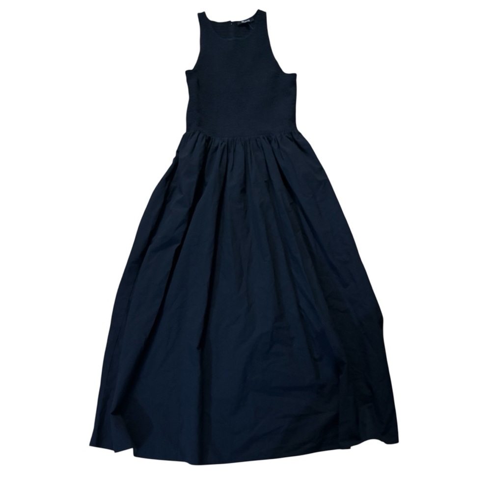 Madewell The Melody Smocked Poplin Midi Dress Size Small New With Tag Black - Picture 2 of 6